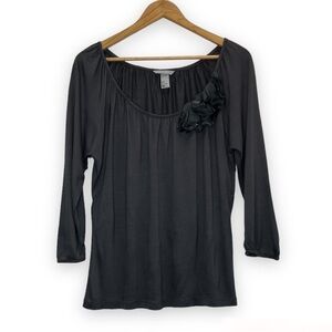 H&m Flower Corsage Blouse Top Scoop Neck 3/4 Sleeves‎ S Small